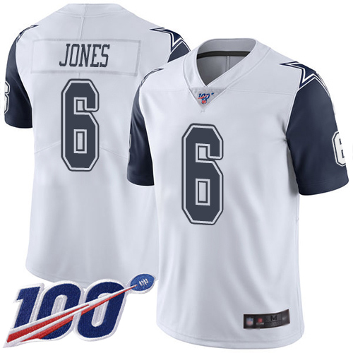Men Dallas Cowboys Limited White Chris Jones 6 100th Season Rush Vapor Untouchable NFL Jersey